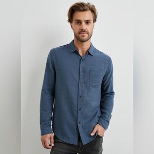 Rails Wyatt Button-Down Cotton Shirt Sea Blue Size Large